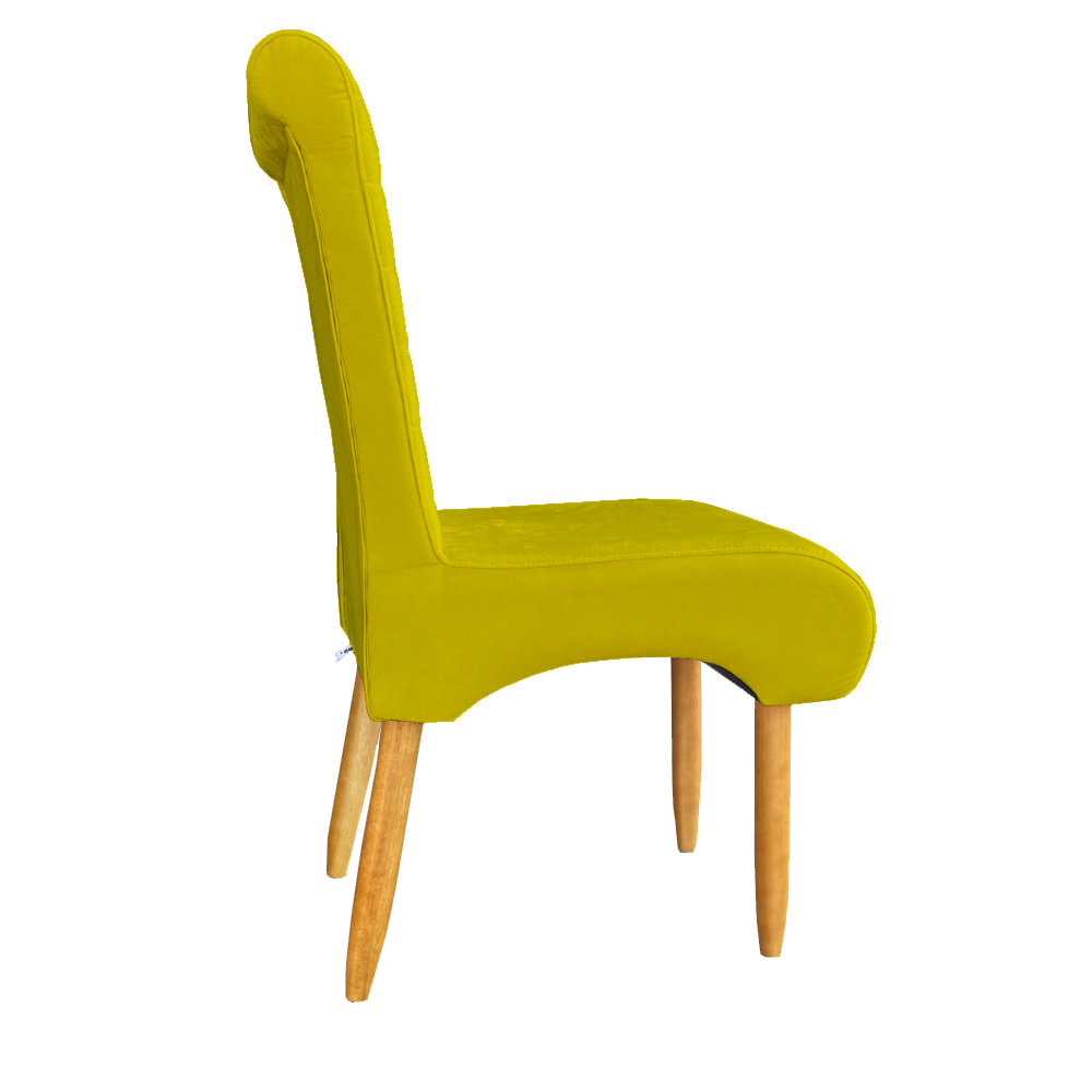 Kit 08 Cadeiras Para Sala de Jantar Stela Pés Palito Suede Amarelo - D'Classe Decor