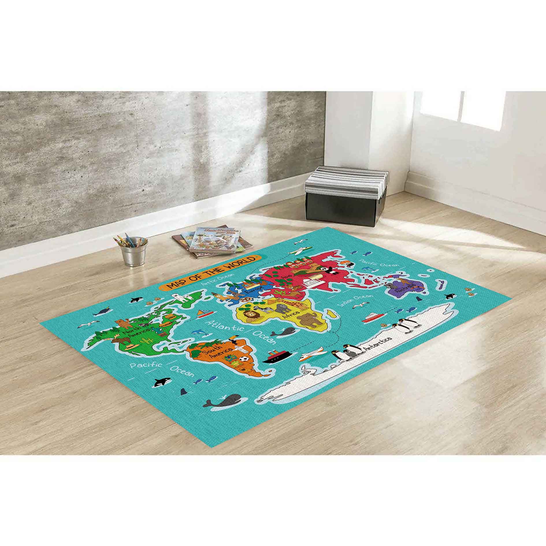 Tapete Interativo Infantil Mapa Mundi 180 x 140 cm