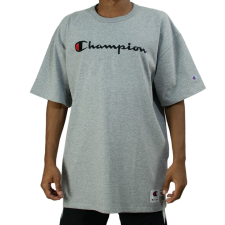 Camiseta Champion Logo Embroidery - Cinza