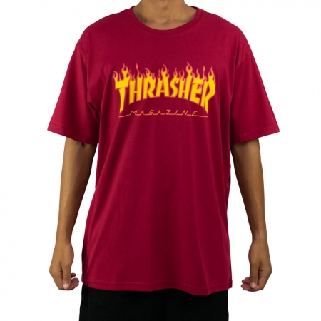 Camiseta Thrasher Flame Logo - Vinho