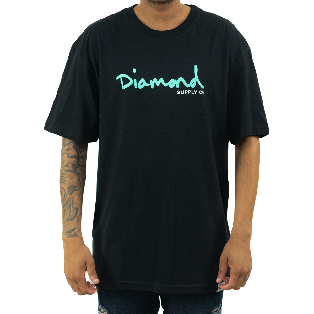 Camiseta Diamond OG Script - Preta/Azul Big