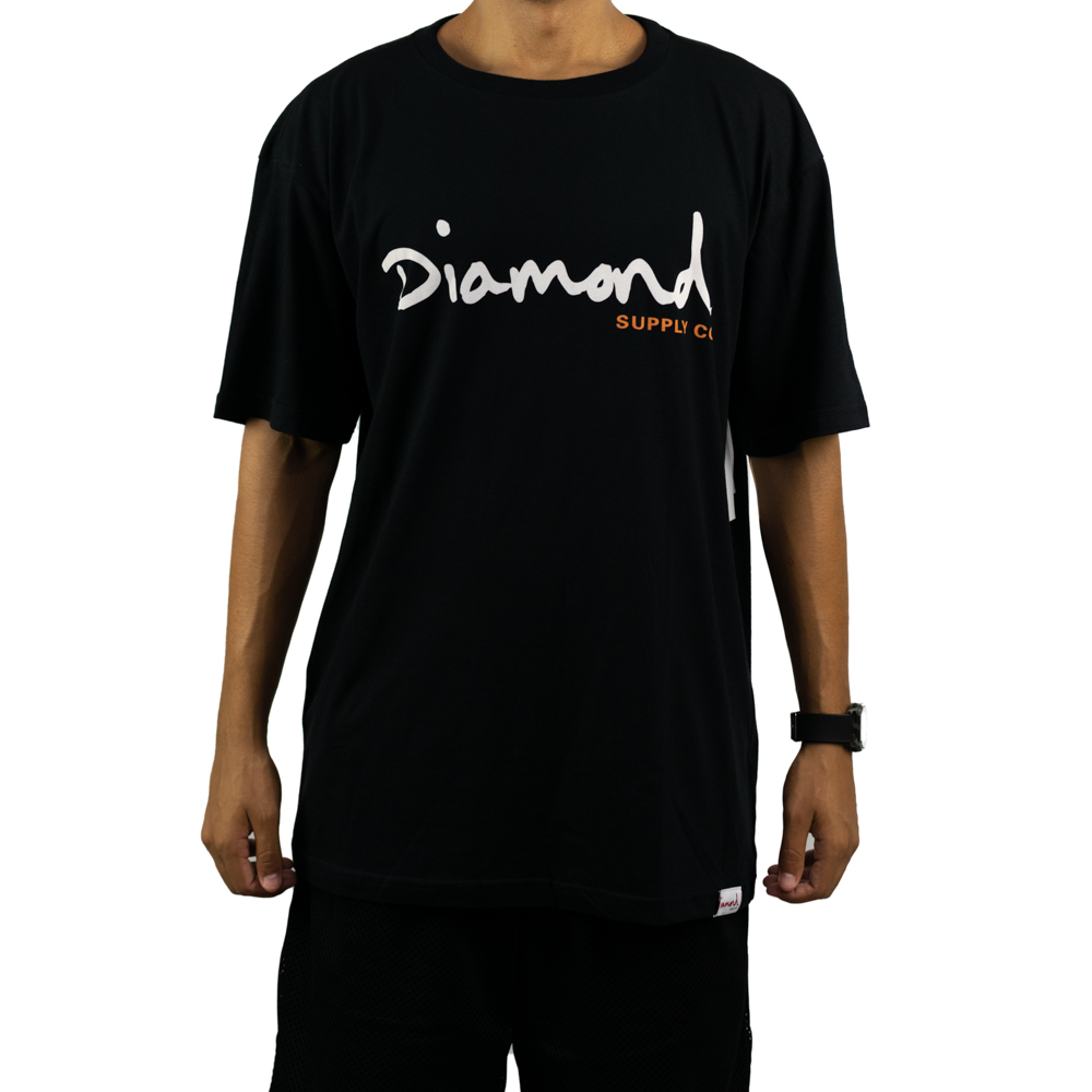 Camiseta Diamond OG Script - Preta/Branco