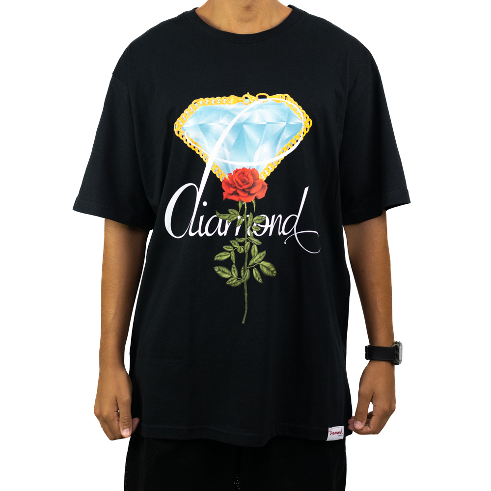 Camiseta Diamond Rose Chain - Preta
