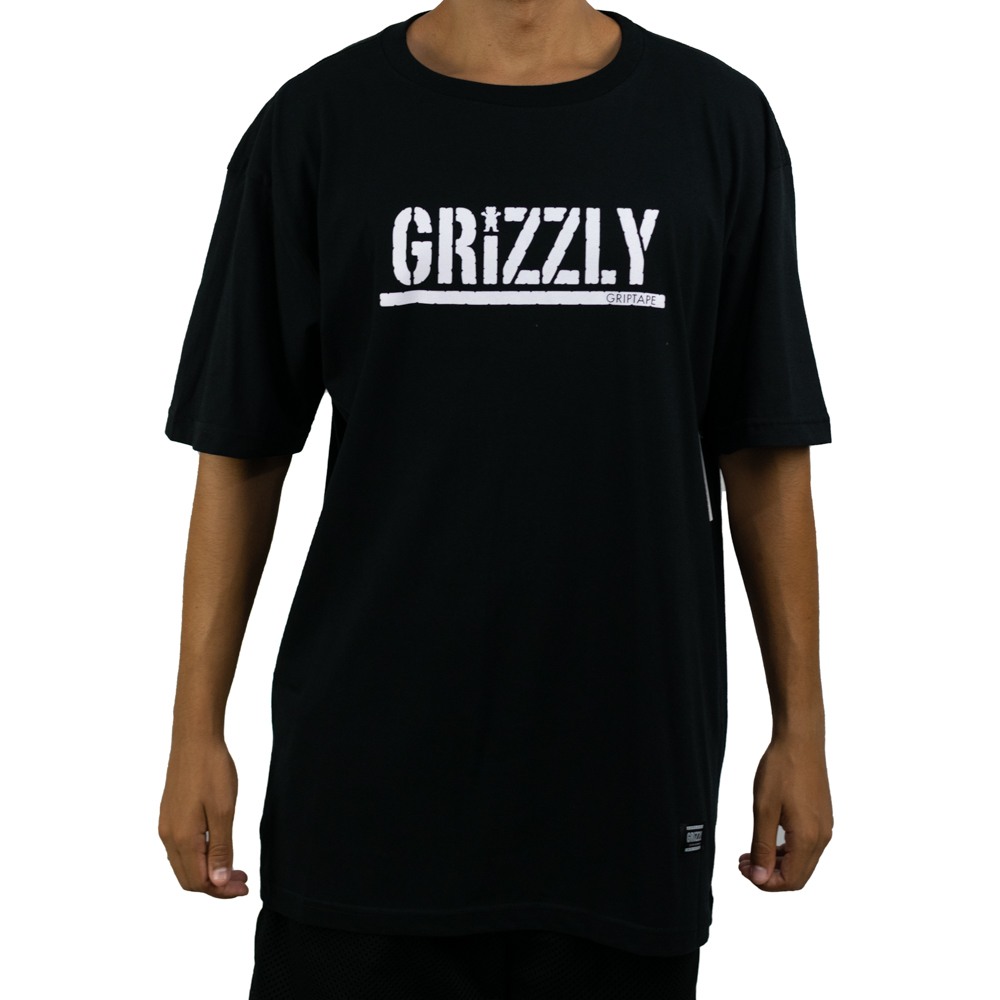 Camiseta Grizzly Stamp - Preta/Branca