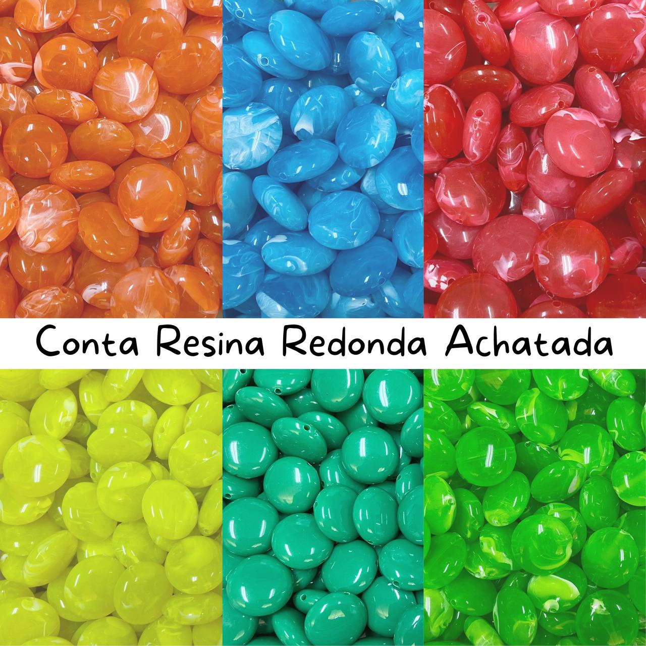 Conta Resina Redonda Achatada 22mm - 500g