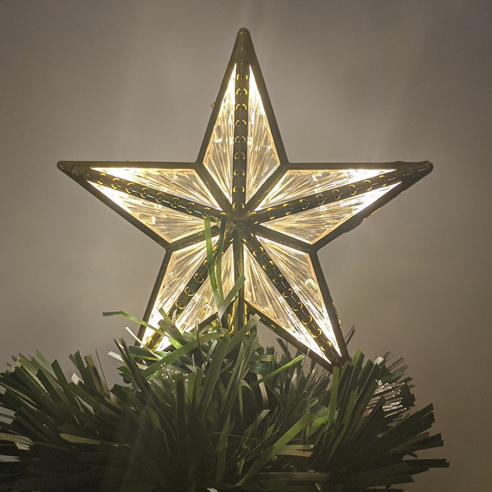 Arvore de Natal Fibra Ótica 1 metro 20 cm NatalinoDecoração com Estrela Led  Branco Quente