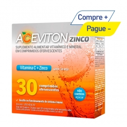 Aceviton - Vitamina C 1g + Zinco10mg - Sabor Laranja - 30 Comprimidos Efervescentes