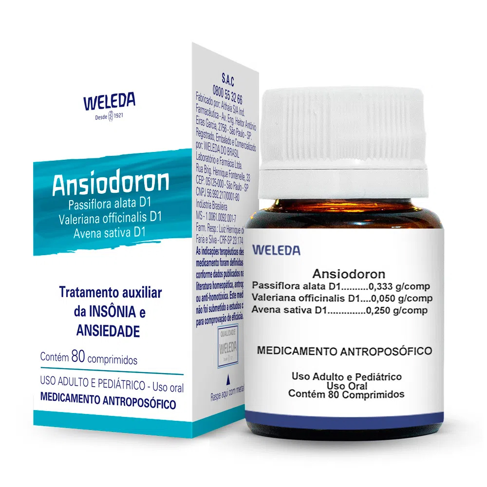 Ansiodoron com 80 comprimidos - Tratamento Auxiliar da Insônia e Ansiedade - Weleda