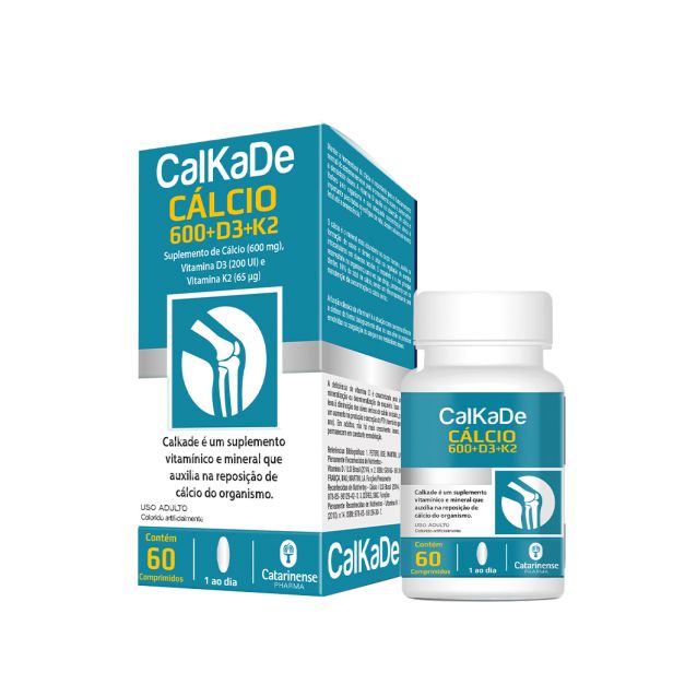 Calkade cálcio 600 MG+D3+K2 - 60 Cápsulas