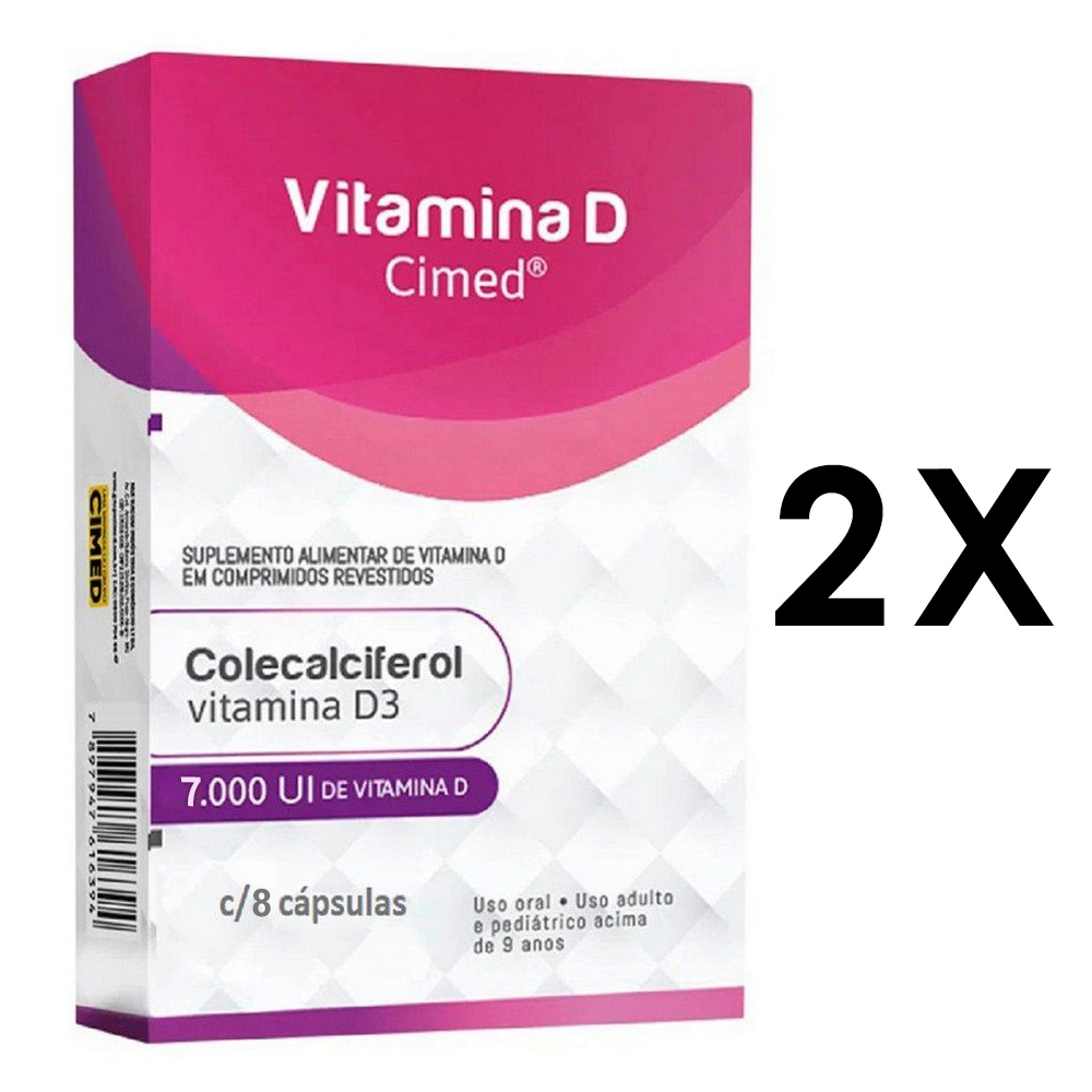 Kit com 2 unidades - Vitamina D3 - 7.000ui com 8 Comprimidos Revestidos - Cimed