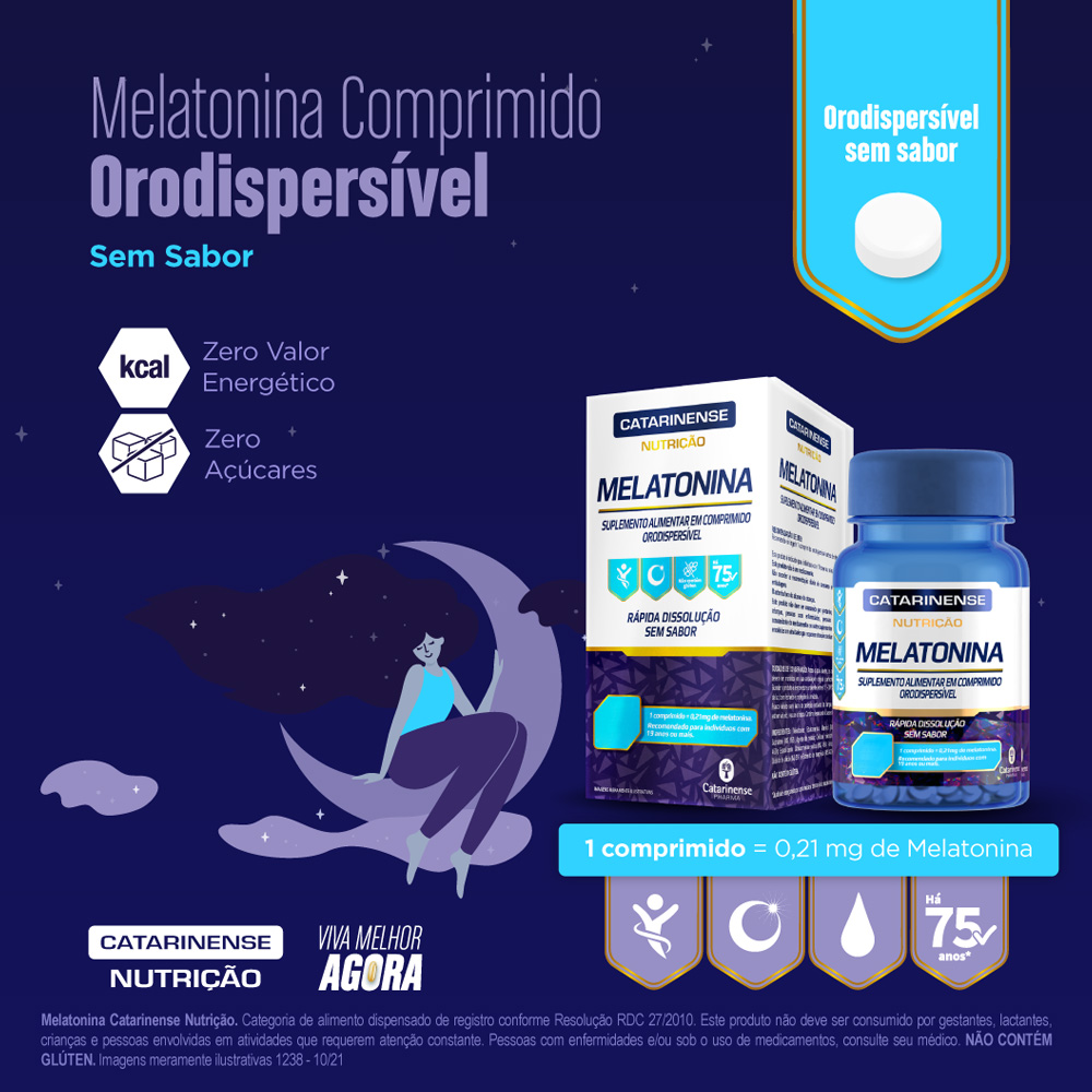Melatonina com 120 Comprimidos - Sem Sabor - Catarinense Pharma