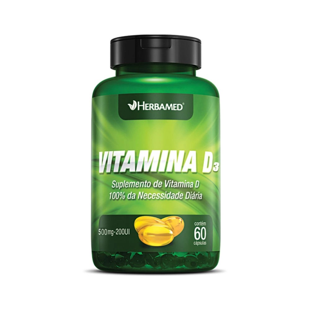 Vitamina D3 500mg - 2000UI - com 60 Cápsulas - Herbamed