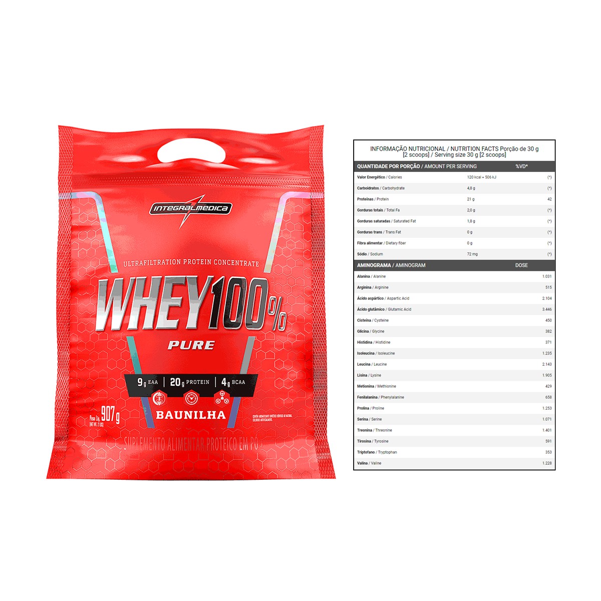 Whey 100% Pure  Refil 907g - Proteína concentrada - Integralmédica