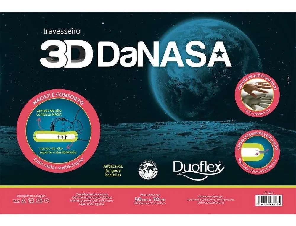 TRAVESSEIRO VISCOELASTICO 3D DANASA DUOFLEX