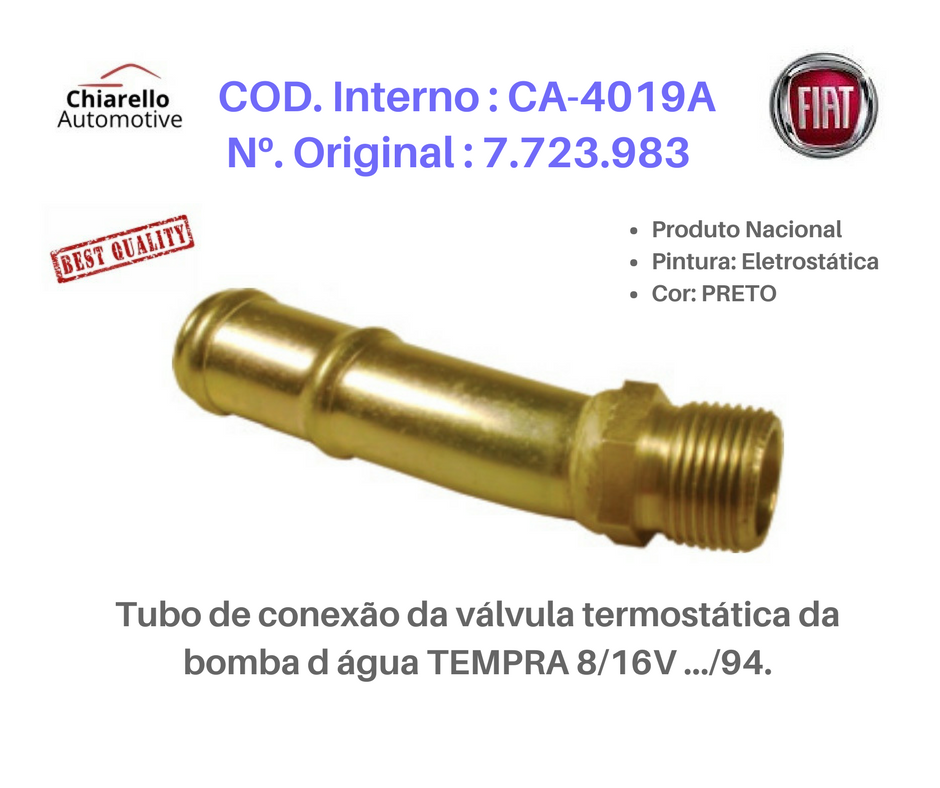 Tubo de conexão da válvula termostática da bomba TEMPRA 8/16v .../94.  - Chiarello Automotive