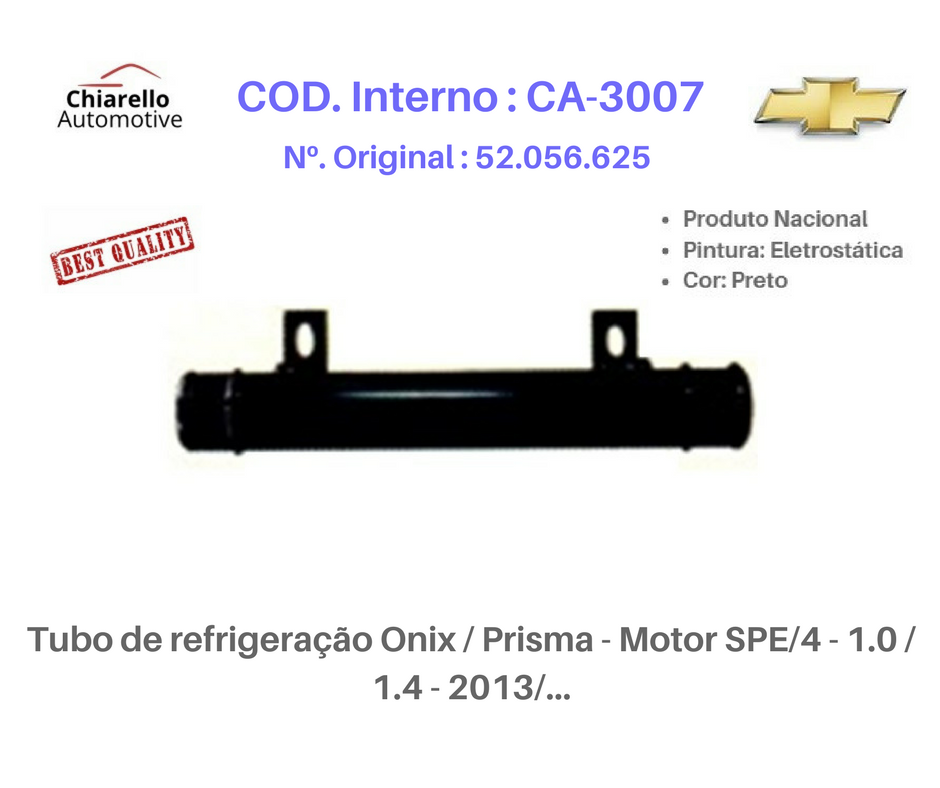 Tubo de refrigeração Onix / Prisma - Motor SPE/4 - 1.0 / 1.4 - 2013/... - Chiarello Automotive