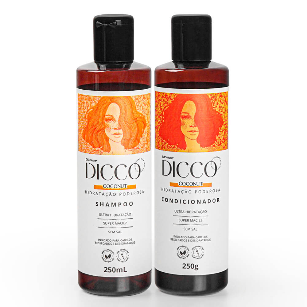 Kit Hidratação Poderosa com Óleo de Coco Coconut  Shampoo + Condicionador - DICCO