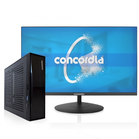 Mini Pc Concórdia Completo Com Monitor 23'' Processador Intel Core i5 8GB SSD 240GB WiFi Linux