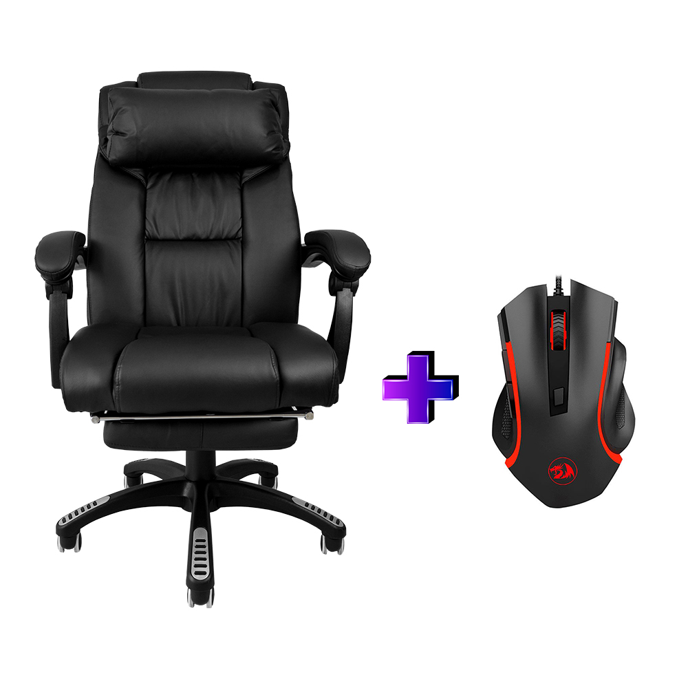 Compre e Ganhe no Kit Gamer :Cadeira Ac-8054 +Brinde Mouse Gamer Redragon Nothosaur Preto M606