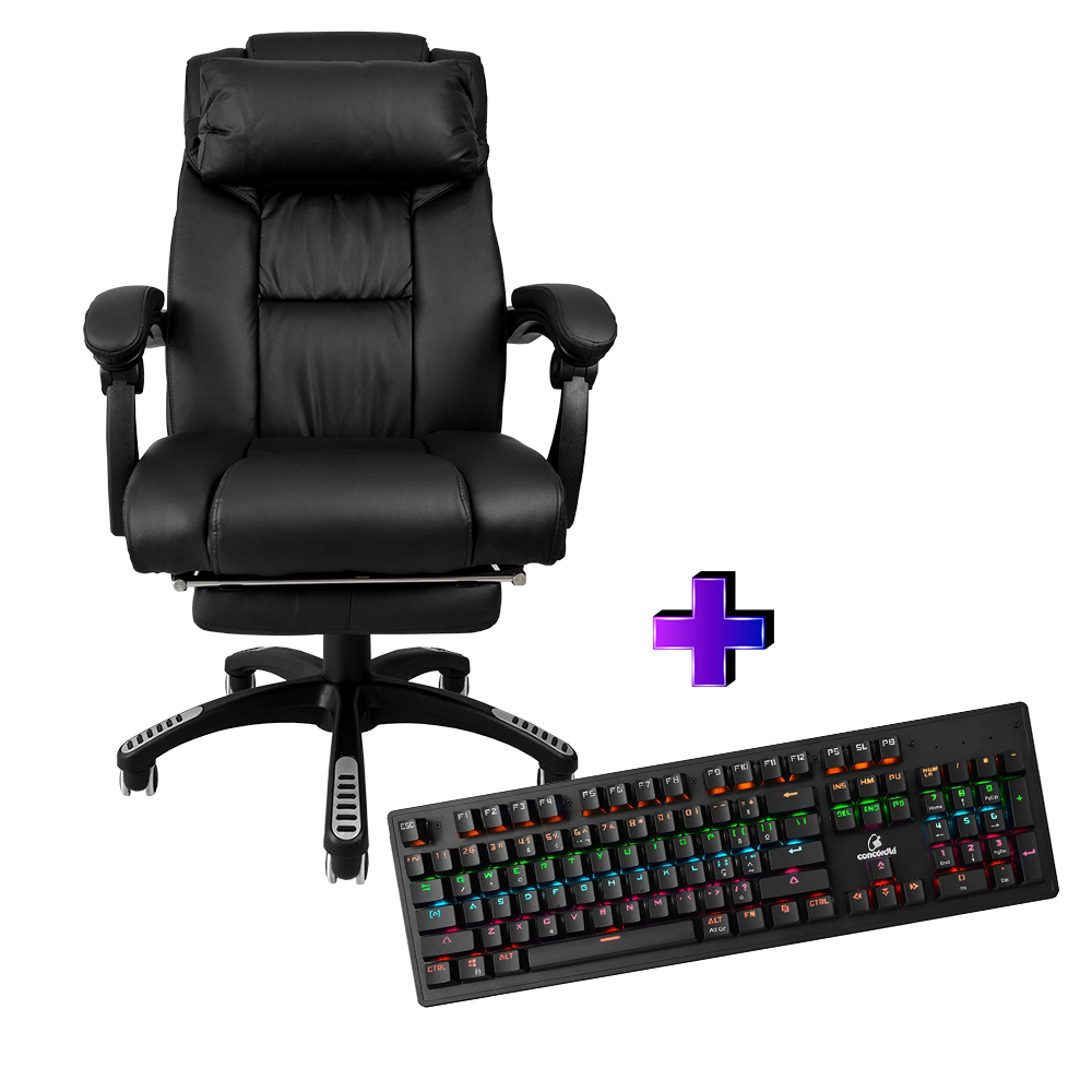 Compre e Ganhe no Kit Gamer : Cadeira Ac-8054 + Brinde Teclado Mecânico Concórdia K- X911 Com Switch Blue