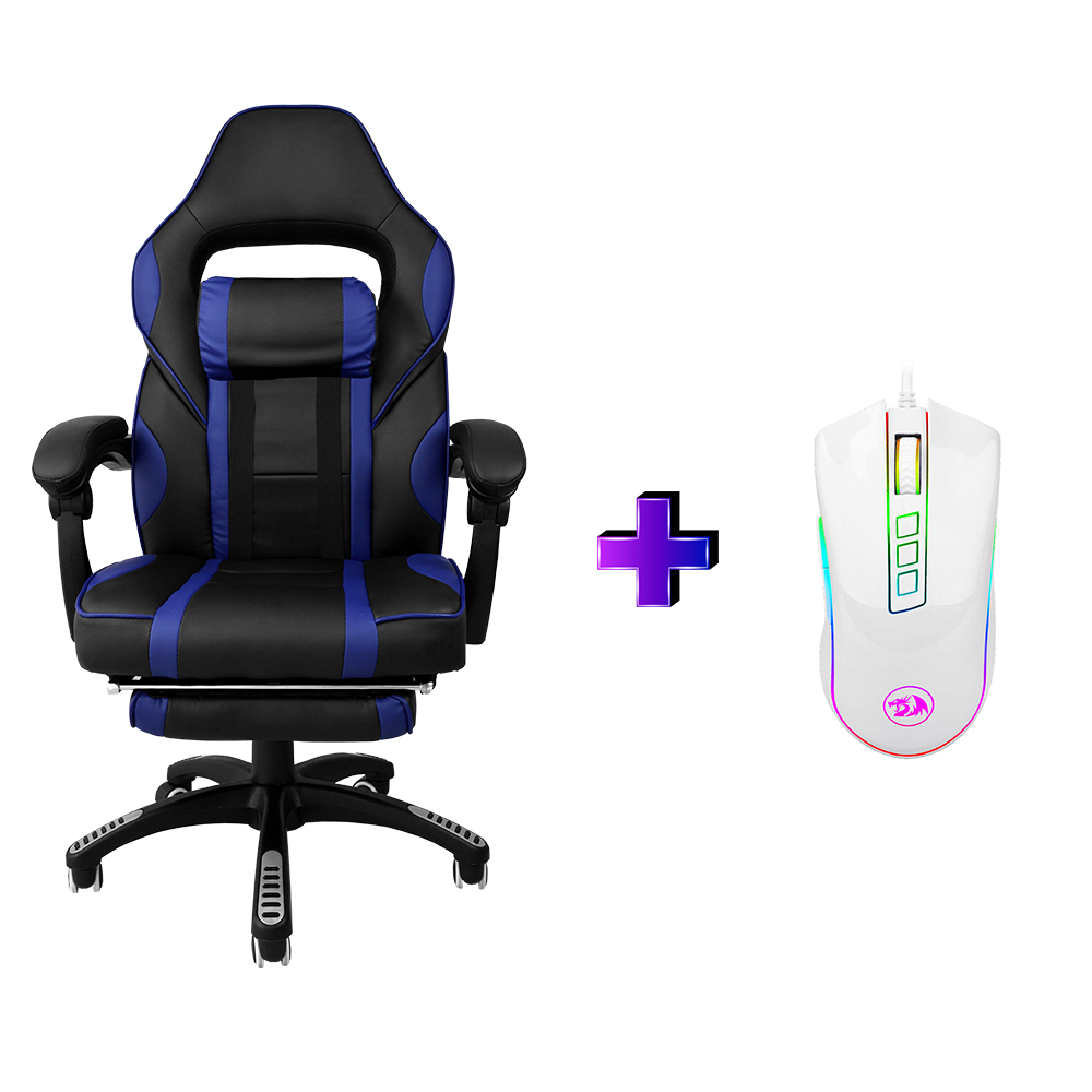 Compre e Ganhe no Kit Gamer: Cadeira Concórdia Ac-8069 Azul + Brinde Mouse Gamer Redragon M711W