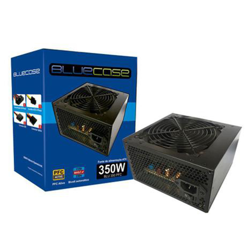 Fonte Bluecase 350W Pfc Ativo Automática com caixa e cabos