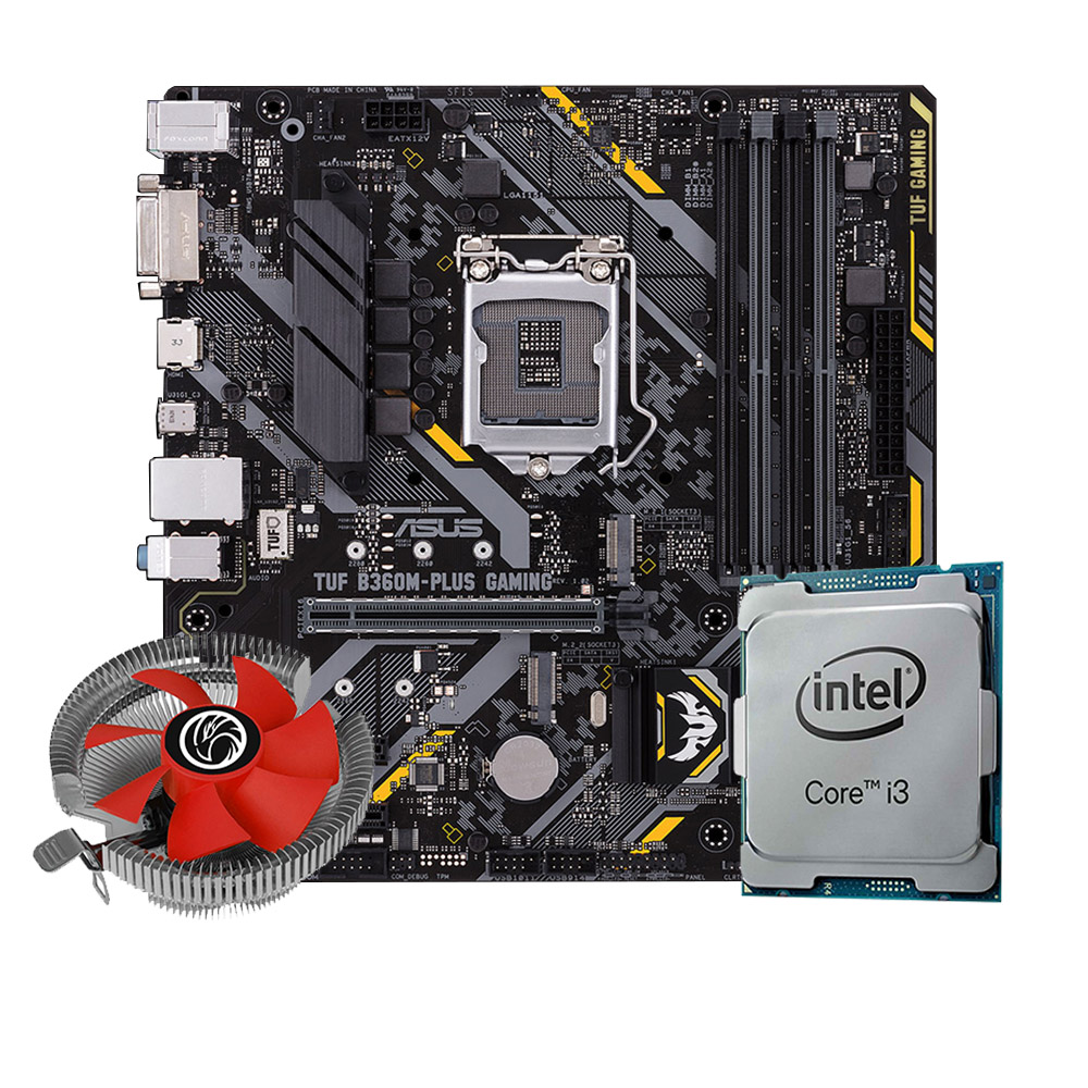 Kit Upgrade Processador I3 9100 + Placa mãe Asus TUF B360M-Plus Gaming LGA1151 + Cooler