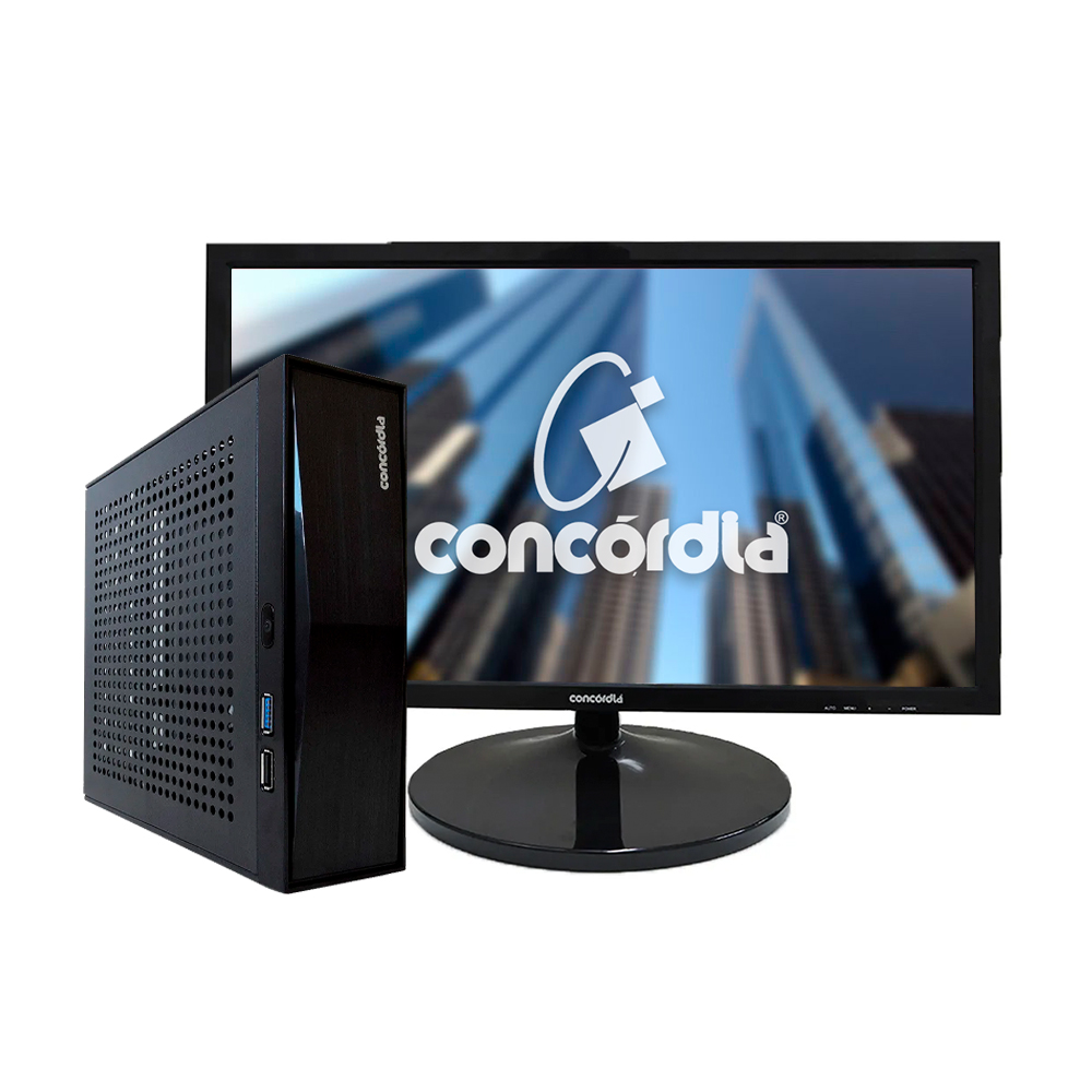 Mini Pc Concórdia Completo Com Monitor 21,5" Processador Intel Core i5 4GB SSD 240GB WIFI Linux