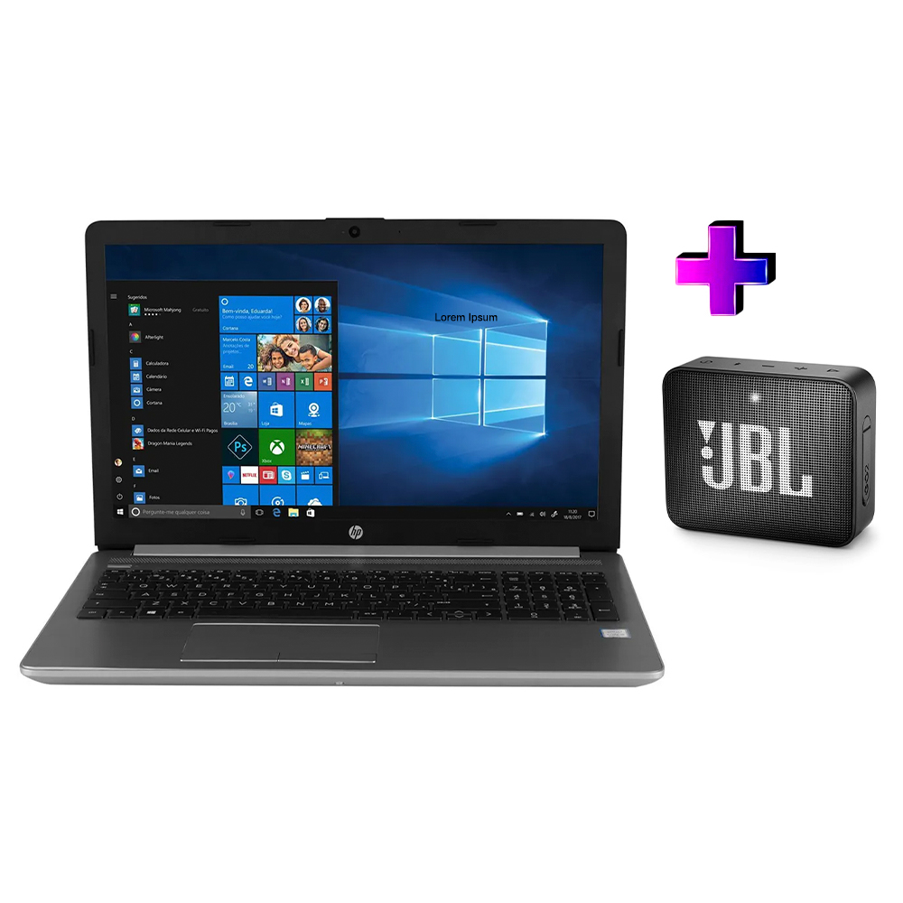 Notebook Hp 250g7 Core I5-8265u Memória 12gb Ssd 256gb Tela 15,6'' Hd Led Windows 10 Pro +caixa de som Jbl go2