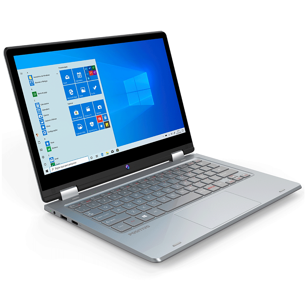 Notebook Positivo Duo C464ap Intel Celeron Dual Core Memória 4gb Lpddr4 Hd 64gb Tela 12" Touch Fhd Led Windows 10 Pro