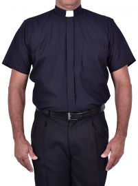 Camisa Clerical Tradicional Manga Corta Negro CT067