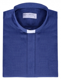 Camisa Clerical Tradicional Manga Corta Azul Mezcla CT067