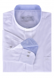 Camisa Clerical Tradicional Manga Larga con detalle Blanco