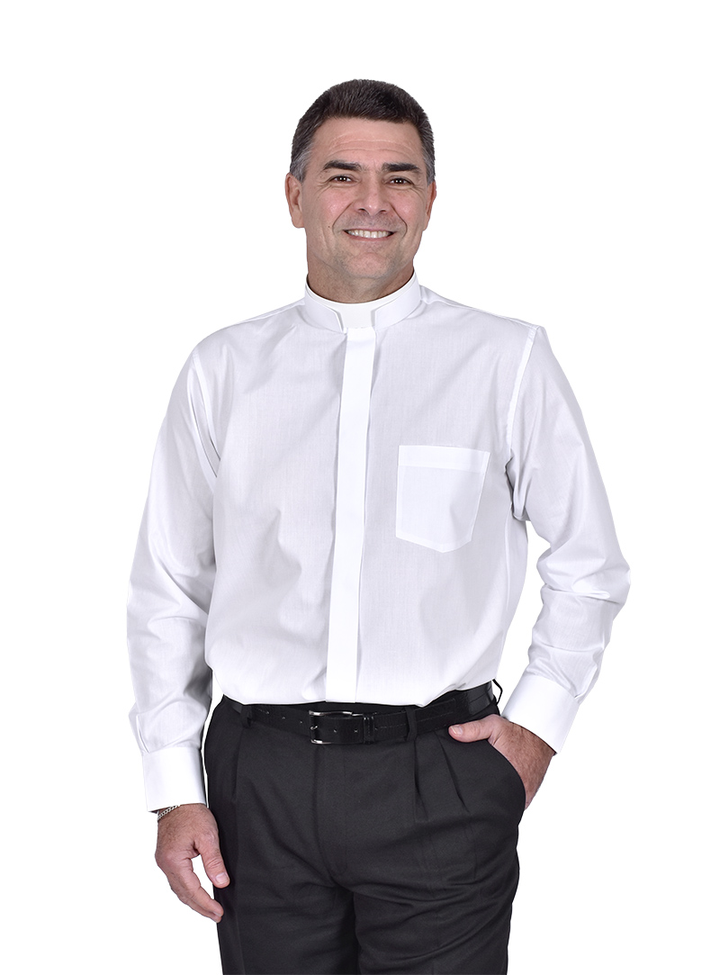 Camisa Clerical Romana Manga Larga Blanco CR168