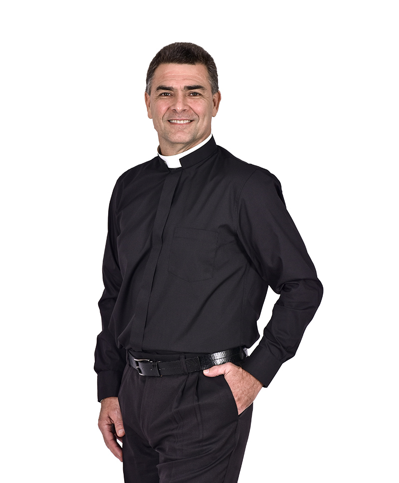 Camisa Clerical Romana Manga Larga Negro CR168