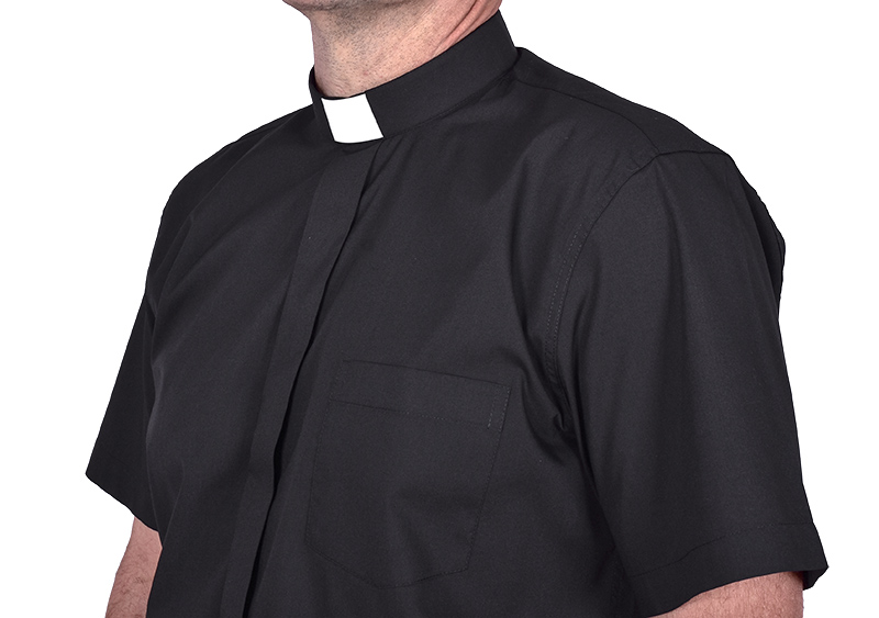 Camisa Clerical Tradicional Manga Corta Negro CT067