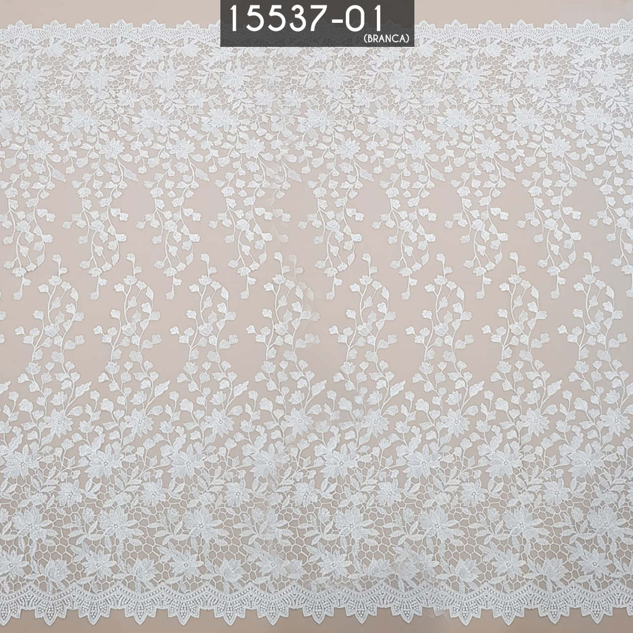 Tecido Tule Bordado (A66739) 100% Poliester Branco