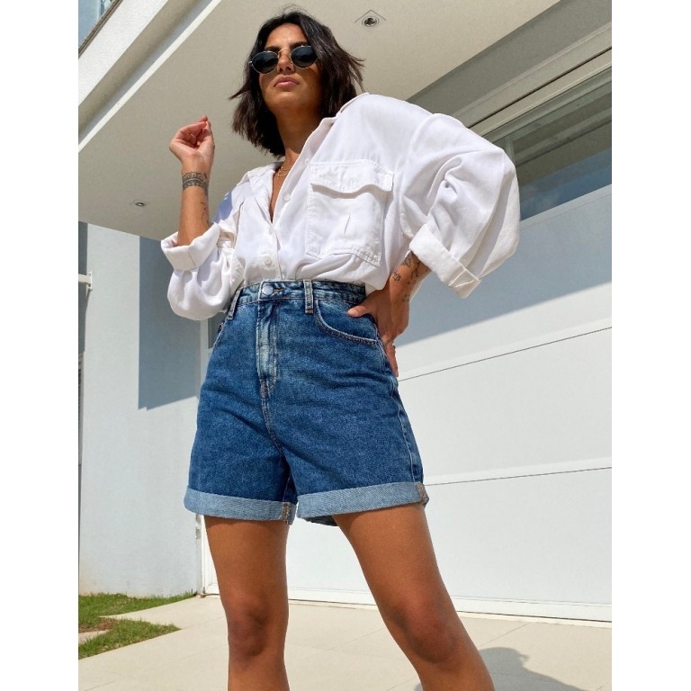 Shorts Mom Jeans Escuro