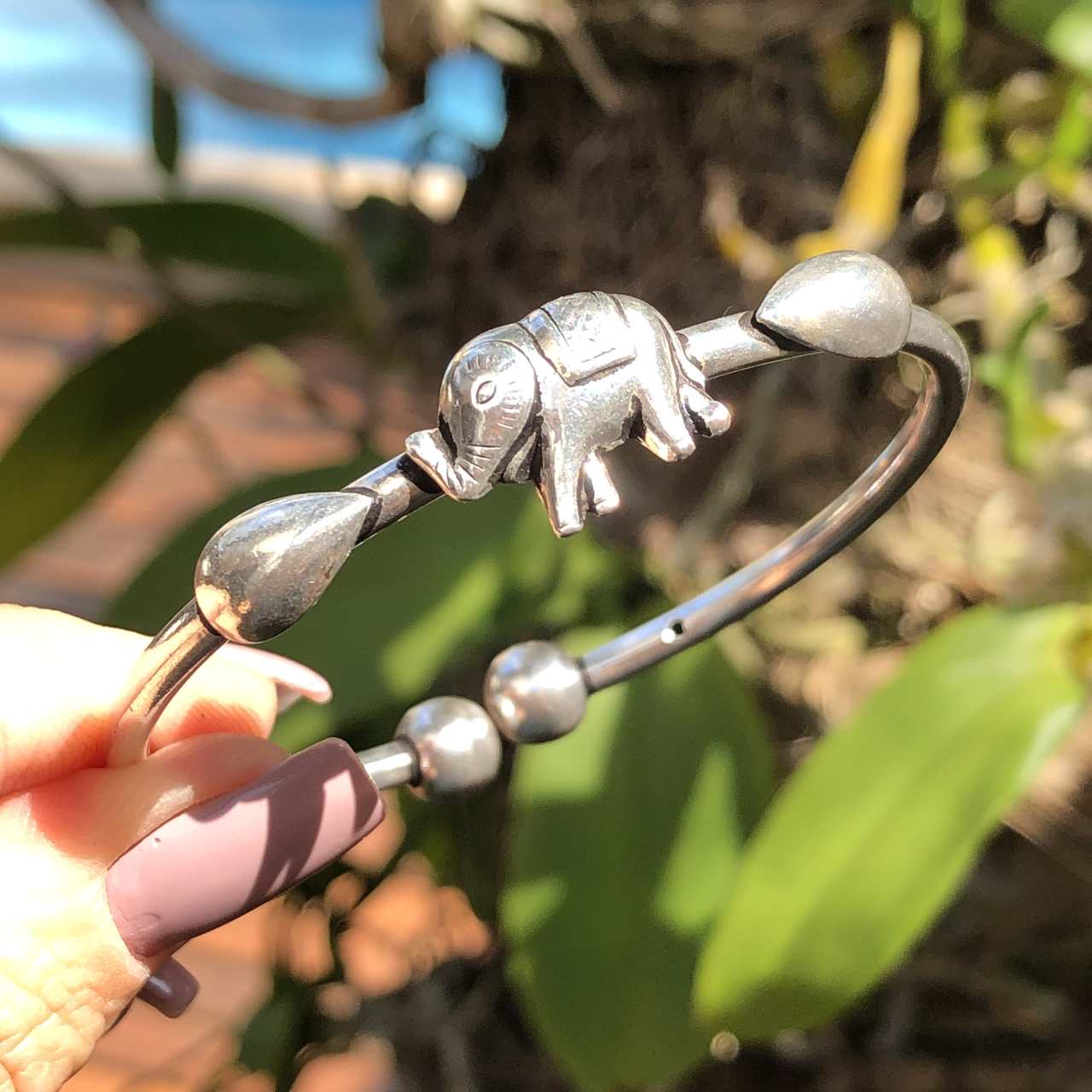 Bracelete de Prata 925 Detalhes Elefante de Encaixe