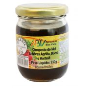 Composto de mel e extrato de própolis sabor agrião, romã e hortelã pote vidro 230g