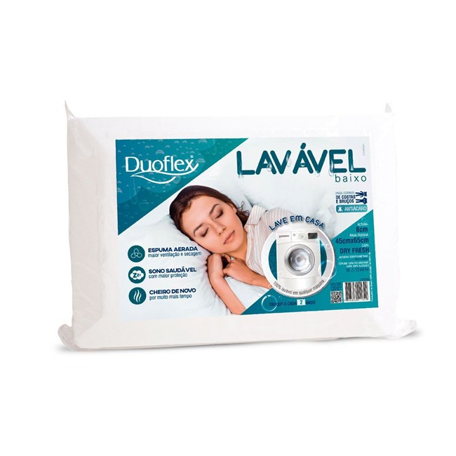 Travesseiro Duoflex Lavável Baixo 45x65x8