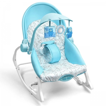 Cadeira Cadeirinha Bebê Descanso Balanço Musical Vibratória Reclinável Azul Menino Multikids Seasons 0 a 18kg