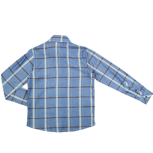 Camisa Infantil Masculina Xadrez Azul e Cinza Two In