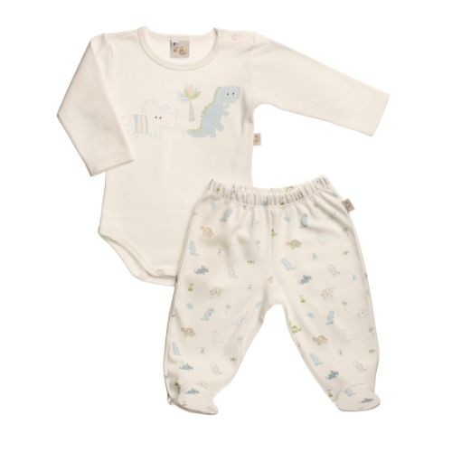 Pijama Bebê Masculino Body e Mijão Estampado com Proteção Antiviral