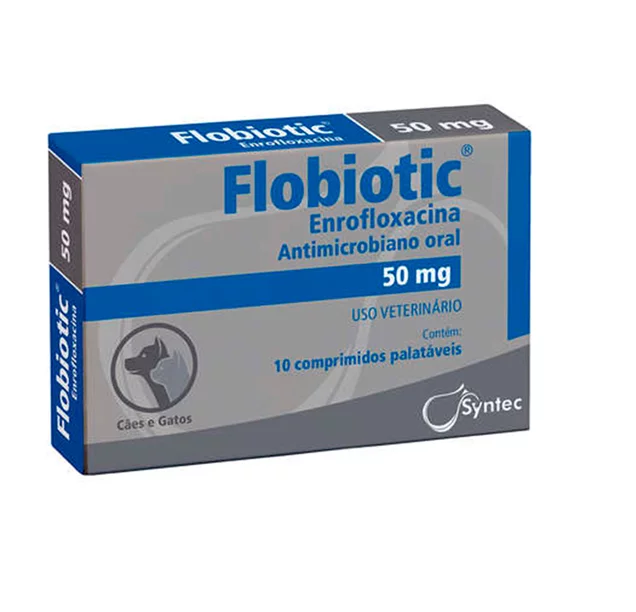 Antimicrobiano Oral Syntec Flobiotic 50mg 10 Comprimidos para Cães e Gatos 