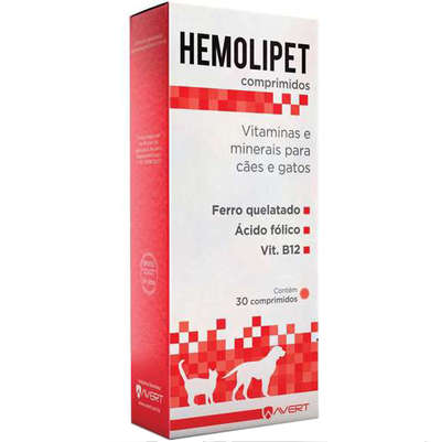 Suplemento Vitamínico Hemolipet Avert para Cães e Gatos 30 Comprimidos