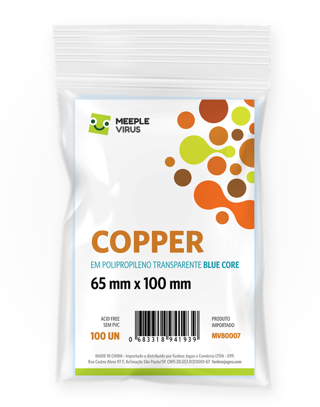 Sleeve Copper - (65x100) - Meeple Vírus Blue Core