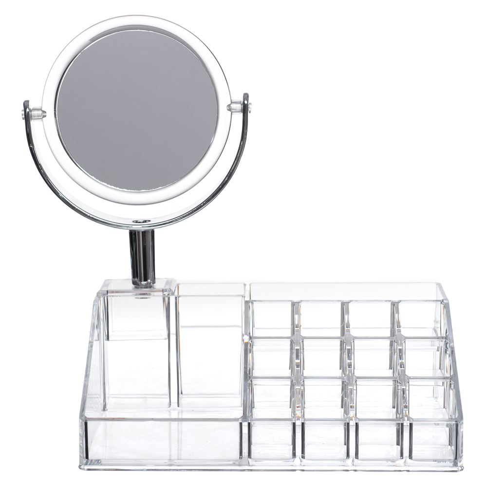 Organizador Com Espelho Duplo Porta Maquiagem Em Acrílico
