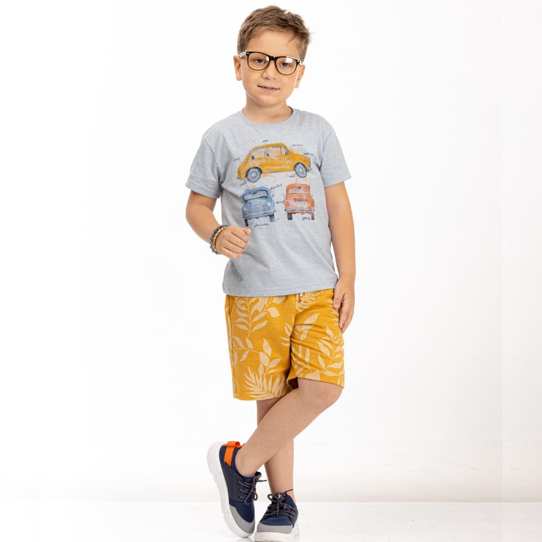 Camiseta Infantil Menino Mangas Curtas Carro Com Quebra Cabeça Tam 4 a 10 - Biogás - 6 - Azul claro