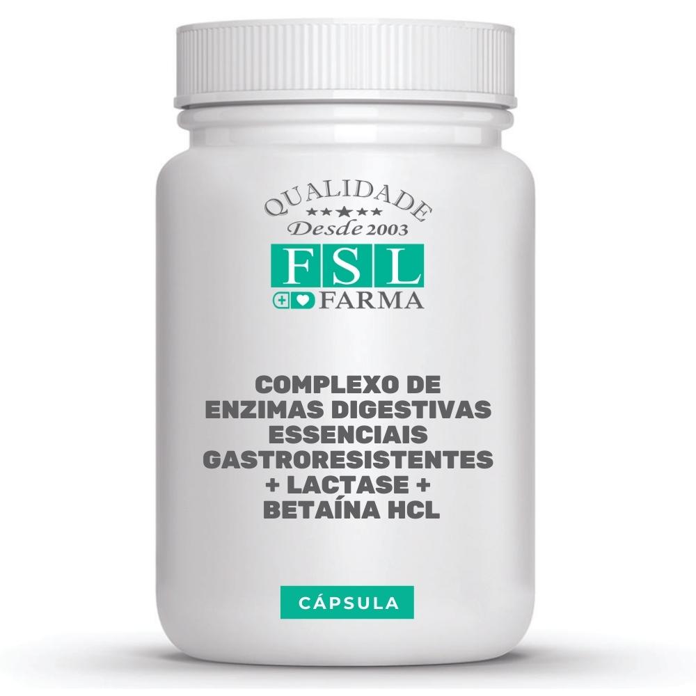 Complexo De Enzimas Digestivas Essenciais Gastroresistentes + Lactase + Betaína HCL 60 Cápsulas
